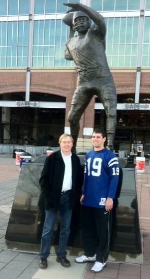 Andrew-Luck-Raymond-Berry-at-Johnny-Unitas-statue